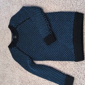 Blue and Black Sparkly Knit Sweater